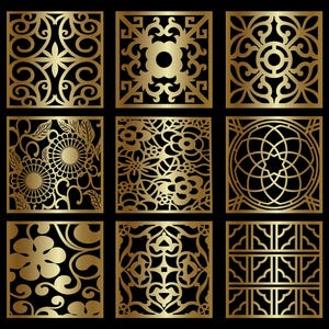 Square panel gold panels laser cut panels decorative floor panels ornamental patterns Panel Collection patterns Template PANEL