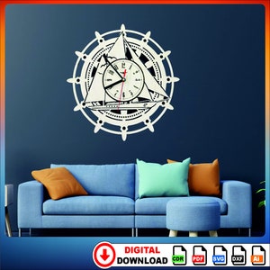 Ship steering clock laser cutting file Wall Clock SVG, Clock Models, Wall Decoration Clocks, DXF Files for Laser Cutting, dxf svg cdr ai pdf