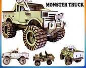 Monster Truck 3D Puzzle 3D Puzzle, cnc laser file, laser svg,  3D Puzzle, Digital File, Laser Cutting, model car, Laser File Dxf, Cdr, Svg