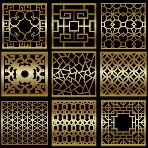 Square panel gold panels laser cut panels decorative floor panels ornamental patterns