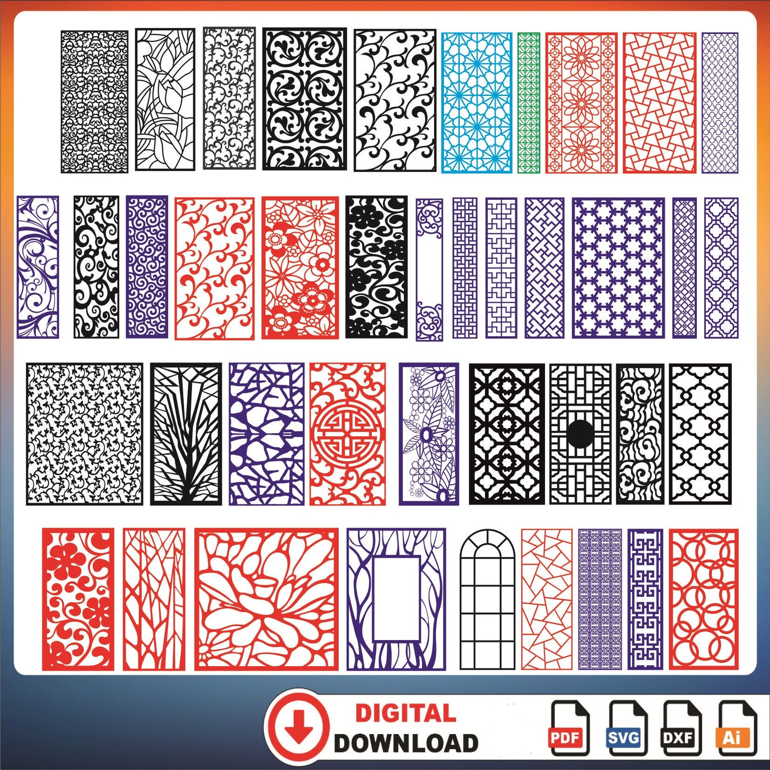 Dxf Design Library Panel Collection 350+cnc Files Panel Dxf Svg,lightburn Art Library for ...