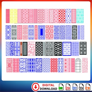 Panel Collection 600 cnc files Panel Dxf SVG,Lightburn Art Library,Laser Cutting cnc plasma,laser cutting files,cnc patterns Stencil PANEL