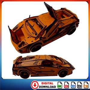 Laser Cut Wooden Lamborghini 3D Puzzle Toy, Digital File, Laser Cutting, Laser Cutting 3D , model car, Laser Cutting Template, DXF, CDR, SVG
