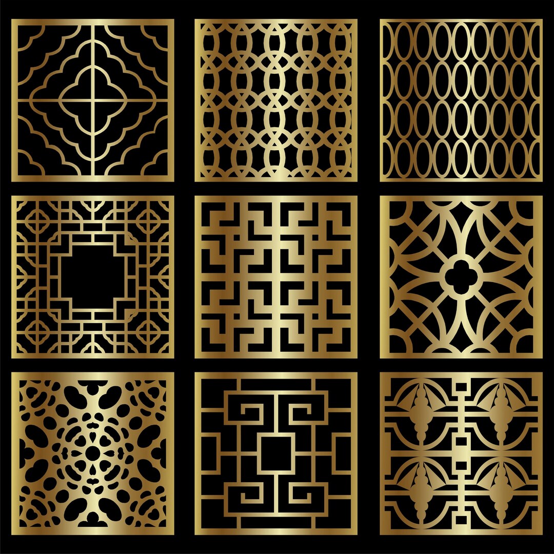 Square Metal Panel Pattern Square Panel Gold Panels Laser Cut Panels Decorative Floor Panels ...