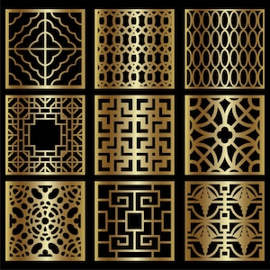 Square panel gold panels laser cut panels decorative floor panels ornamental patterns Panel Collection patterns Template PANEL