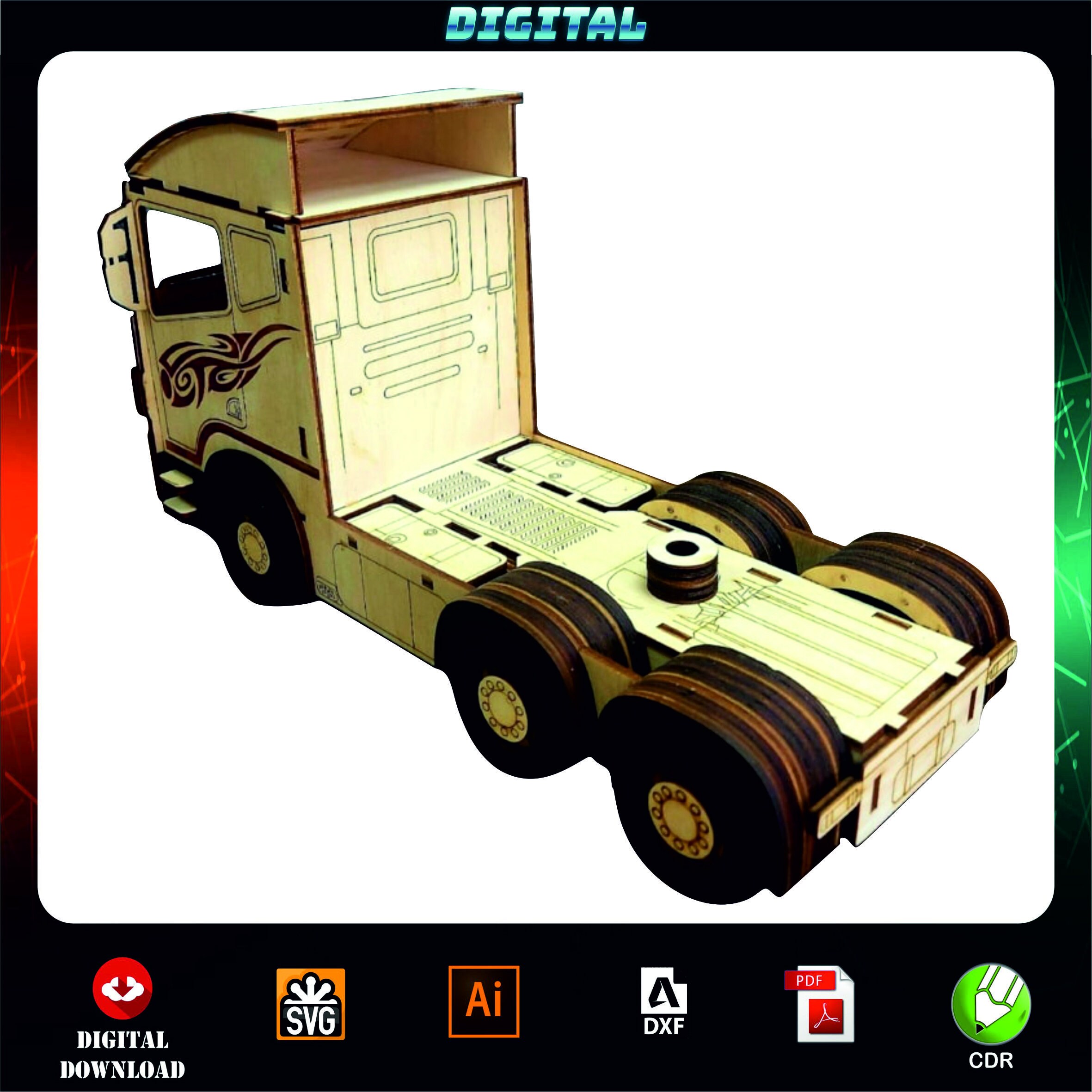 Laser Cutting Scania R580 - 3mm Cnc Laser File, File for Laser 3D