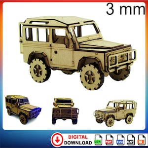 Land Rover Defender Laser Cutting 3D Model, cnc laser file, laser svg, file for laser, Digital File, Laser Cutting, model car, DXF, CDR, SVG