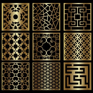 Square panel gold panels laser cut panels decorative floor panels ornamental patterns Panel Collection patterns Template PANEL