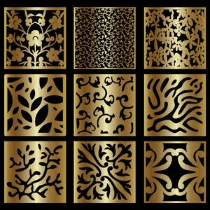 Square panel gold panels laser cut panels decorative floor panels ornamental patterns Panel Collection patterns Template PANEL
