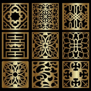 Square panel gold panels laser cut panels decorative floor panels ornamental patterns Panel Collection patterns Template PANEL