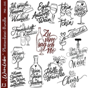Wine plotter file wine quotes | Plotting bundle | Wine cut file | Plotter file SVG PNG | Wine sayings | Alcohol gift