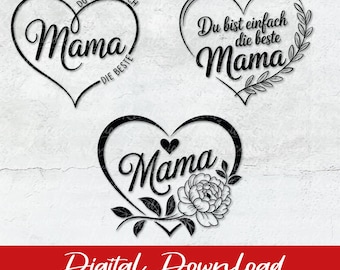 German plotter file Mama, svg bundle Mama, German Mama sayings png, Cricut Silhouette, Mother's Day gift, Mama graphic, svg eps png dxf