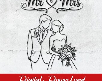 Mr & Mrs – wedding couple plotter file SVG wedding plotter file wedding plotter file marriage 2025 laser file