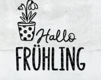 Spring Plotter File, Hello Spring, SVG, PNG, DXF, Plotter File