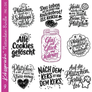 Deutsche Plotterdatei Kekssprüche | Keksglas svg Bundle | Vorratsdose svg | Etiketten svg | Cricut Silhouette | Geschenkanhänger lustig