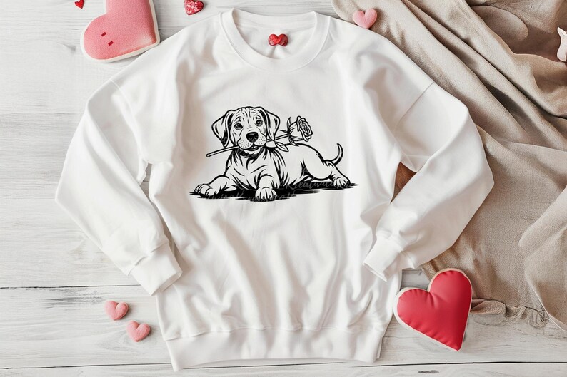 Rhodesian Ridgeback With Rose SVG, Rhodesian Ridgeback Svg, Dog Svg ...