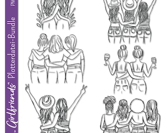German plotter file girlfriends | Girlfriends svg bundle | Besties svg | Line art girlfriends | Cricut Silhouette | Friendship