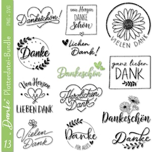 Archivo de trazador alemán Gracias | Paquete de gracias SVG | Muchas gracias SVG | Dichos alemanes Gracias | Cricut Silhouette | gracias