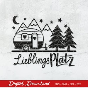 File plotter posto preferito camper, file plotter camper svg, vacanza camper, SVG, DXF, PNG, vacanza, montagne, foresta
