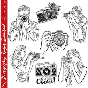 Plotter file photography | Photographer svg bundle | Photography svg | Line art photography | Cricut Silhouette | Photographer