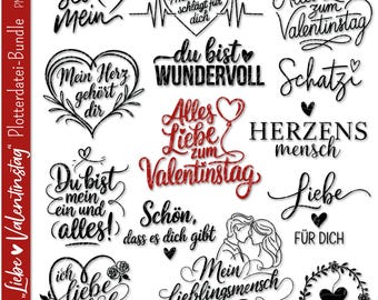 German plotter file Valentine's Day Love | Sayings Labels SVG | Plotter file lettering | Pendant sayings | Digistamp sayings | Cricut