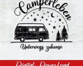 Plotter file camper life SVG PNG illustration plotting laser file + commercial license