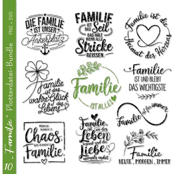 Deutsche Plotterdatei Familie | Deutsche Sprüche svg | Plotterdatei Herz svg | Familie svg | Plotterdatei Geschenk | Cricut SVG PNG
