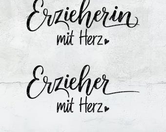 German plotter file Educator with heart | Educator with heart SVG | Educator SVG | Educator SVG | Cricut Silhouette