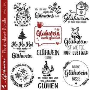Deutsche Plotterdatei Glühwein | Glühwein svg Bundle | Wein svg | Sprüche Weihnachtsmarkt | Cricut Silhouette | Glühweinstand