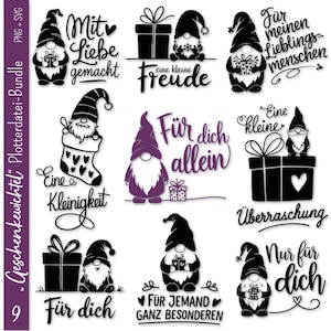 Gnomi regalo file plotter tedesco | Pacchetto Gnome in formato SVG | Regalo in formato SVG | Dare detti | Sagoma Cricut | Etichette regalo