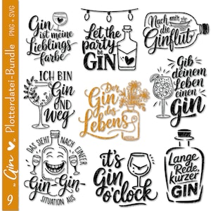 Duits plotterbestand Gin | Gin SVG-bundel | Gingglass SVG | Duitse gezegden Gin | Cricut silhouet | Drink jenever