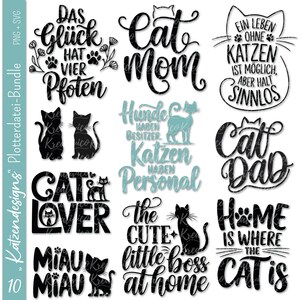 Chat dictons allemand SVG PNG | chemise de chat | Conception de chat | Citation d’amant de chat | Chat Dame Clipart | Amoureux des animaux de compagnie | chat maman SVG