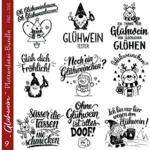 German plotter file mulled wine | Mulled wine svg bundle | Wine svg | Christmas market sayings | Cricut Silhouette | Mulled wine stand