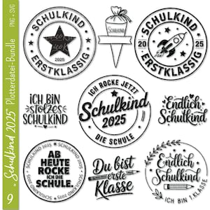 Deutsche Plotterdatei Schulkind 2025| Schulanfang svg Bundle | 1. Klasse svg | Deutsch Schuleinführung | Cricut Silhouette | Schulbeginn