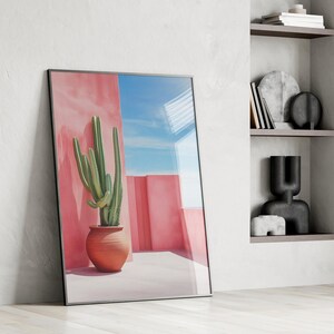 Lebendige Kaktus Wand Kunst Trio - Rosa Wüstenlandschaft Drucke für Wohnkultur | Botanische Kunst für Schlafzimmer | Etsy-Shop | 2025 Neues Plakat
