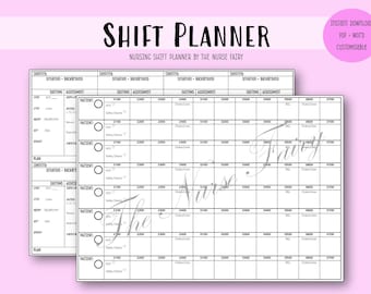 Nurse Shift Planner- Night Shift - Hourly Planner and Patient Report. 2 in 1!