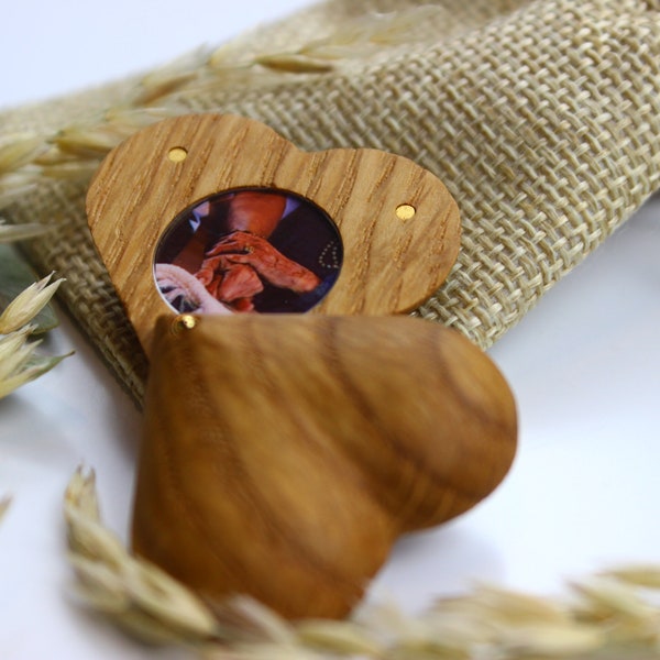 Holz Herz Eiche "Myheartfor" Geschenkidee, Andenken, mit Halterung