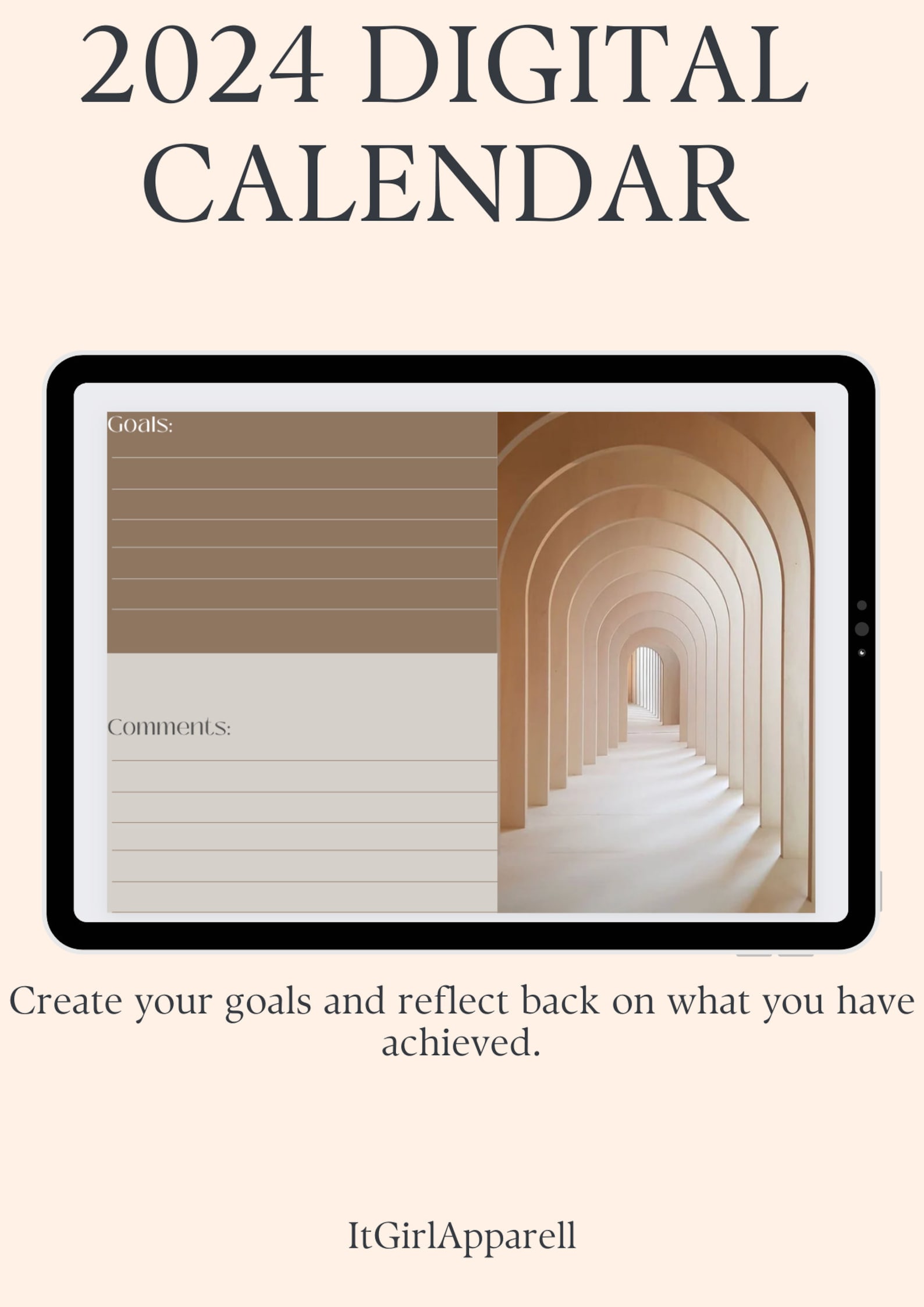 Digital Monthly Calendar, Digital Planner 2024, 2025, Minimalist