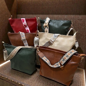 Faux Leather Crossbody Bag, Everyday Basic Bag,  Multiple Colors