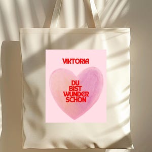 Personalisierte Tasche–Stoffbeutel mit Name–Jutetasche in Wunschfarbe–Geschenk für Kinder–Herz Beutel– Kita Geschenkidee - Wechselkleidung