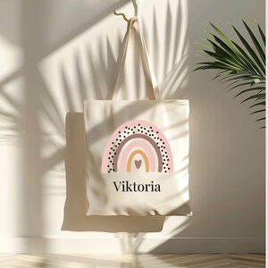 Personalisierte Tasche–Stoffbeutel mit Name–Jutetasche in Wunschfarbe–Geschenk für Kinder–Herz Beutel– Kita Geschenkidee - Wechselkleidung