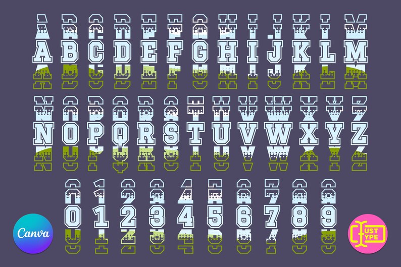 University Stacked Alphabet Canva Frame Template | Editable Varsity ...
