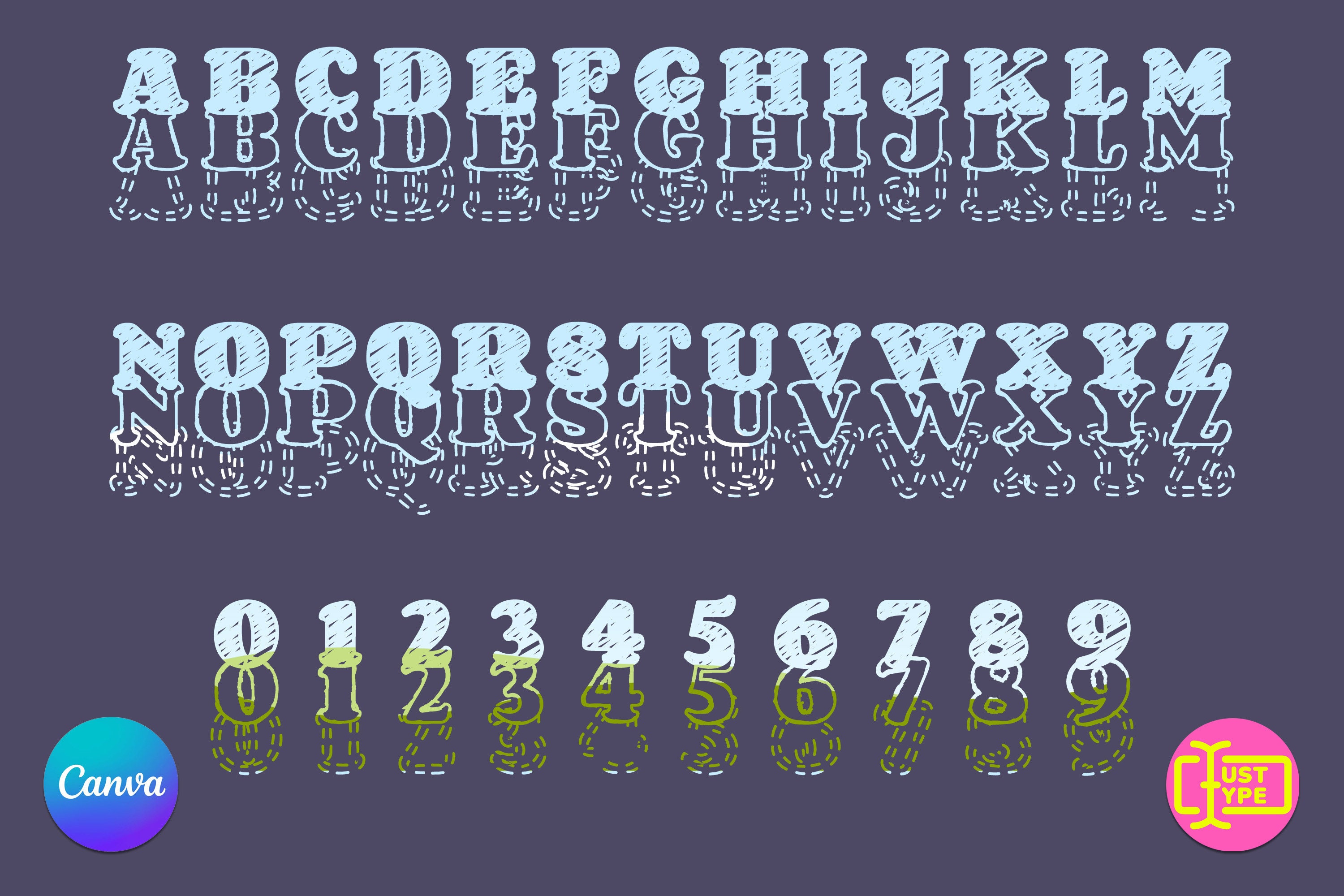 Chalky Stacked Alphabet Canva Frame Template | Editable Powdery Stacked ...