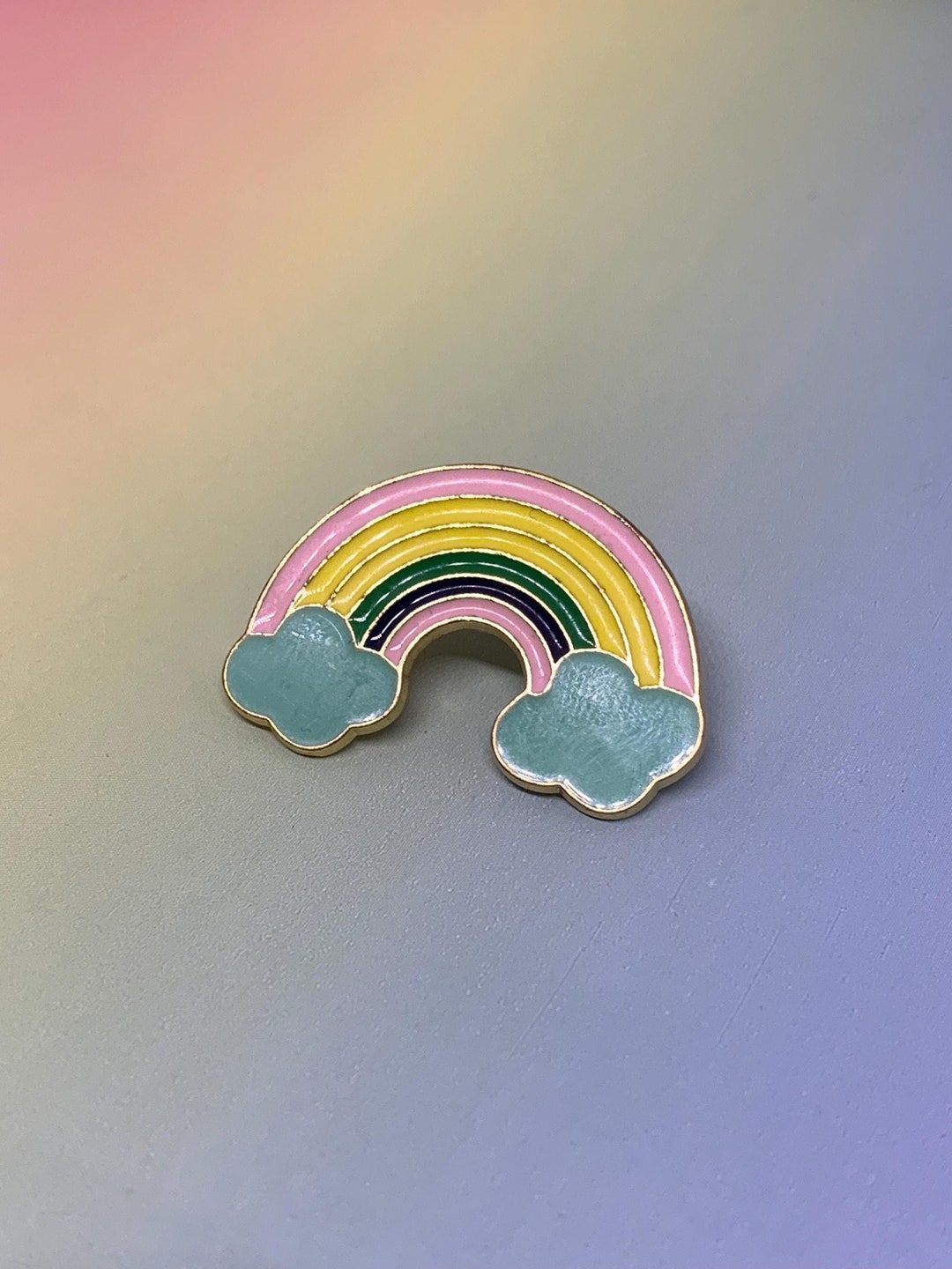 Pin Rainbow Clouds Enamel Pin Colorful Arch Fluffy Clouds Cute Lapel ...