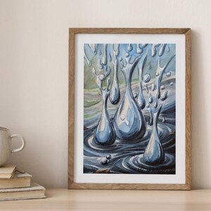 Original watercolor painting - Waterdrops
