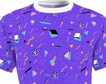 Nostalgic all over printed 80s 90s T-shirt, unisex mens womens shirt, 1980s tee, 1990s tee version 3 AOP