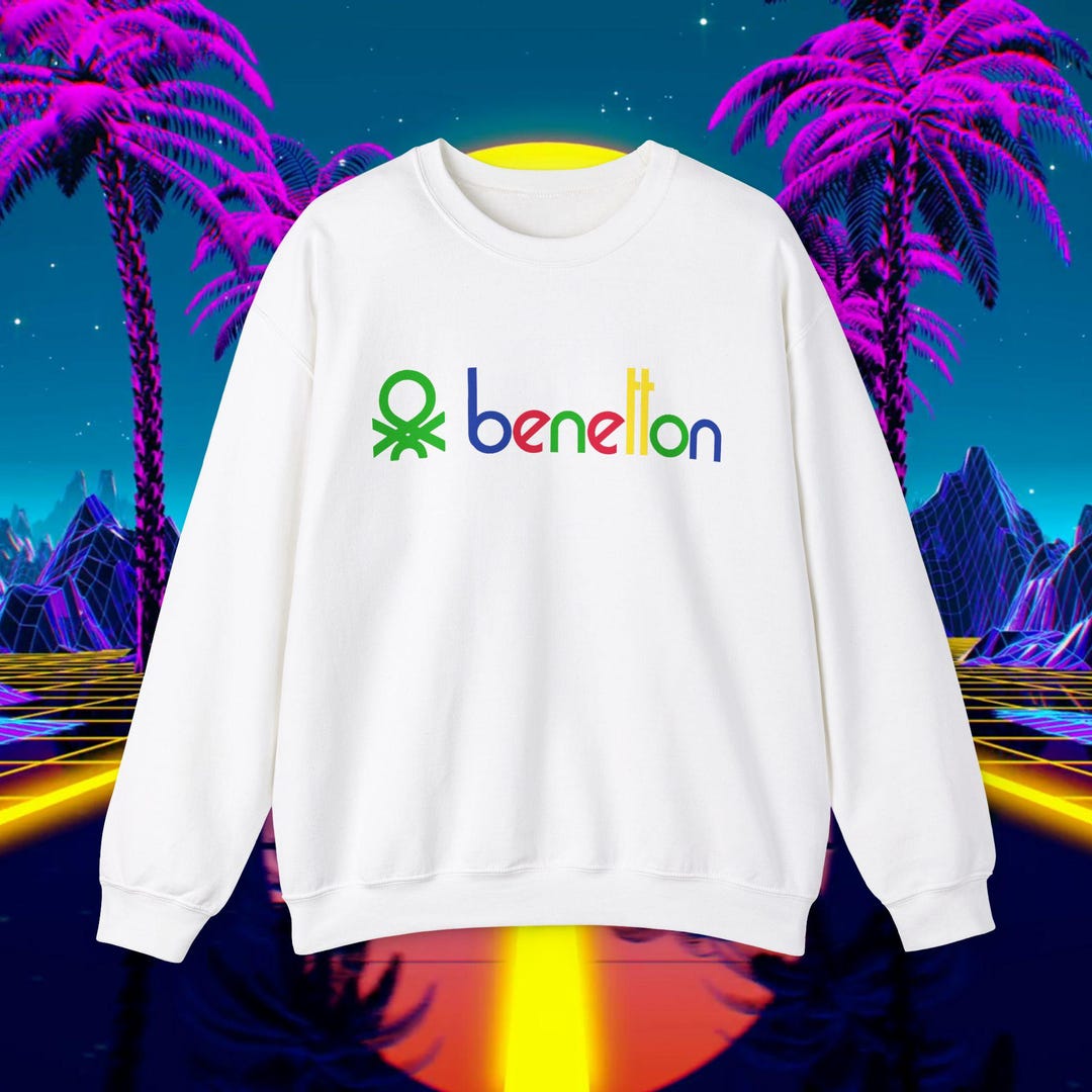 Custom Benetton Vintage 1980s Design Sweatshirt, Unisex for Men