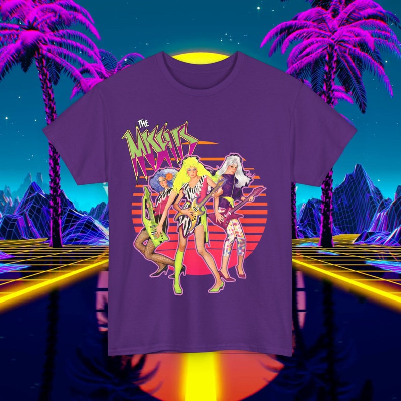 Custom Jem and the Holograms T-Shirt Misfits - 80s Vintage Box Art Unisex Tee for Men and Women - Cartoon Shirt Purple