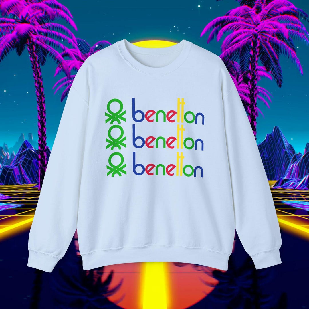Custom Benetton Vintage 1980s Design Sweatshirt, Unisex for Men