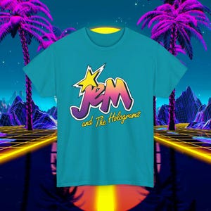 Custom Jem and the Holograms Logo T-Shirt - 80s Vintage Box Art Unisex Tee for Men and Women - Cartoon Shirt